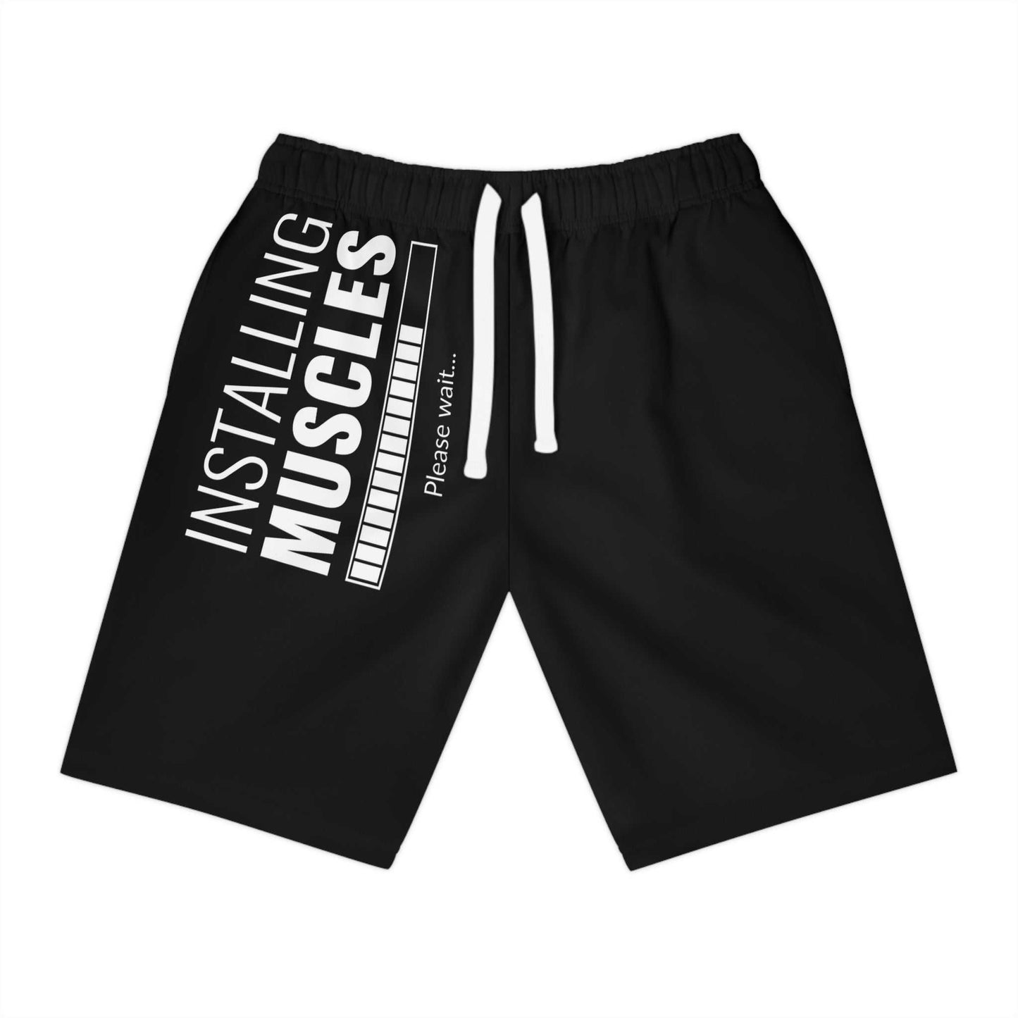 Motivational Athletic Long Shorts - 'Installing Muscles' Gym Gear for Fitness Enthusiasts